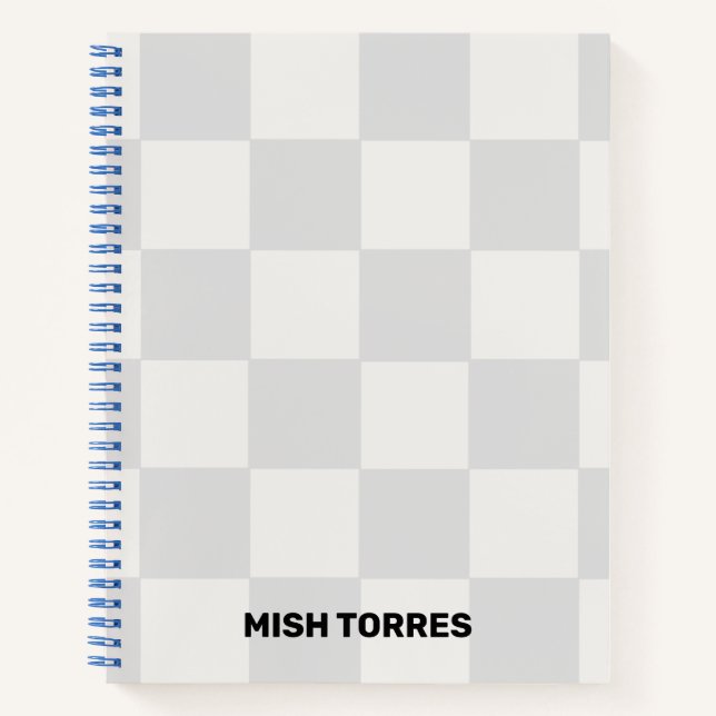 Custom Name Chequered Spiral Notebook (Front)