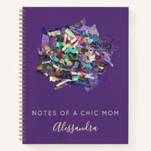 Custom Name Chic Mum Notes Purple Blue Modern Notebook