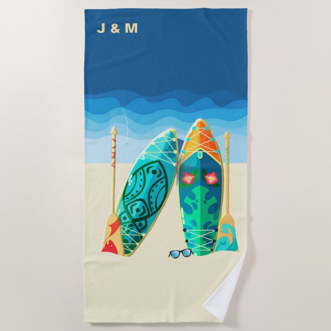 Custom Name Chic Nautical Beach Towel (Front)