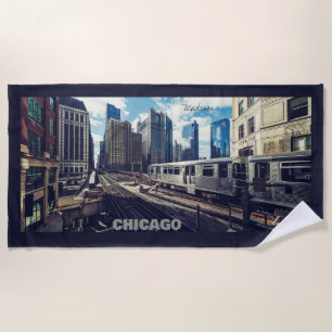 Custom Name Chicago USA Beach Towel