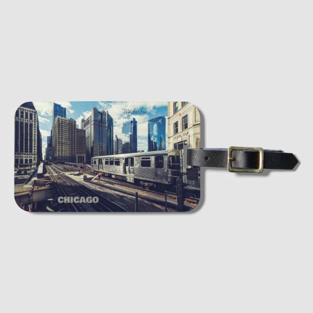 Custom Name Chicago USA Luggage Tag (Front Horizontal)