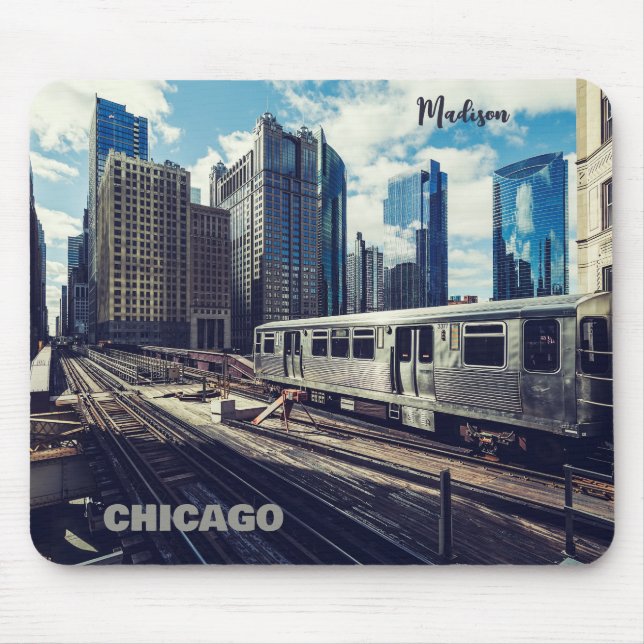 Custom Name Chicago USA Mouse Mat (Front)