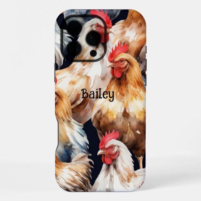 Custom Name Chickens Hen Rooster Eggs iPhone Case (Back)