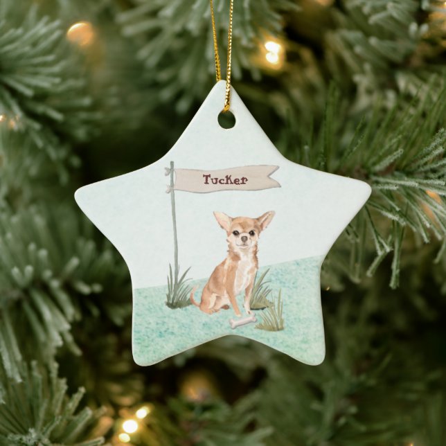 Custom Name Chihuahua Pet Dog Ceramic Tree Decoration (Tree)