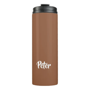 Custom name chocolate brown plain thermal tumbler