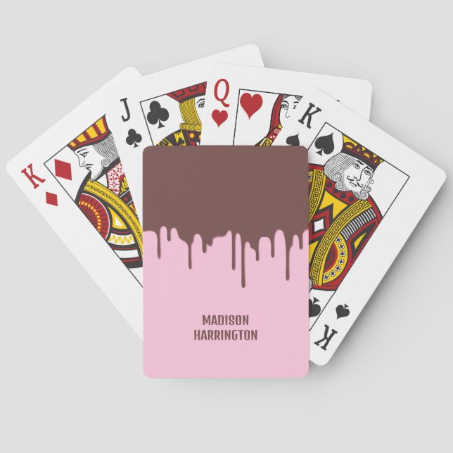 Custom Name Chocolate Drip Playing Cards (Back)