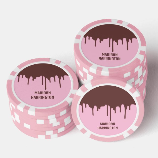 Custom Name Chocolate Drip Poker Chips (Stack)