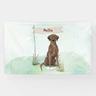 Custom Name Chocolate Lab Pet Dog Banner
