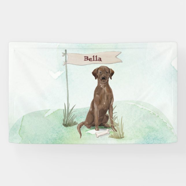 Custom Name Chocolate Lab Pet Dog Banner (Horizontal)