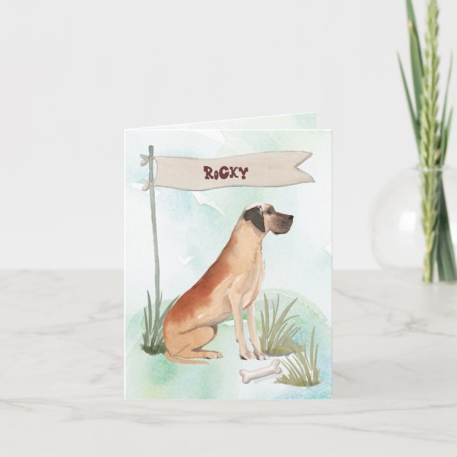 Custom Name Chocolate Lab Pet Dog Note Card (Front)