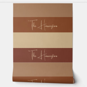 Custom Name Chocolate Stripes Pattern Wallpaper