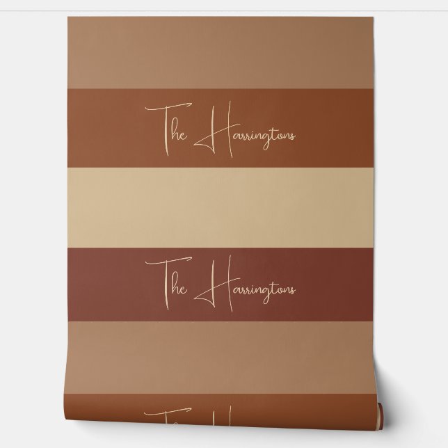 Custom Name Chocolate Stripes Pattern Wallpaper (Unrolling)