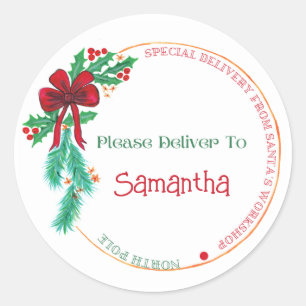 Custom Name Christmas  Classic Round Sticker