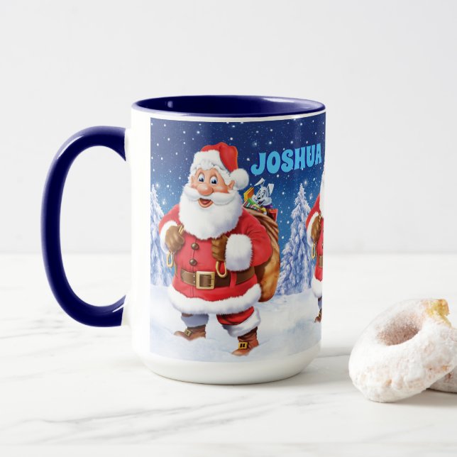Custom name Christmas coffee mug,Jolly Santas. Mug (With Donut)