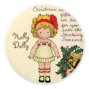 Custom Name Christmas Dolly Ceramic Knob
