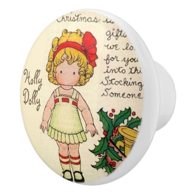 Custom Name Christmas Dolly Ceramic Knob (Right)