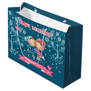 Custom Name Christmas Gift Bags for Kids