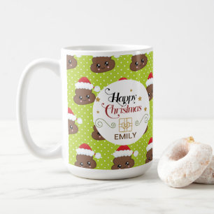 Custom Name Christmas Gift Mugs - Poo Emoji