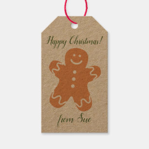 Custom Name Christmas Gingerbread Cookie Gift Tags