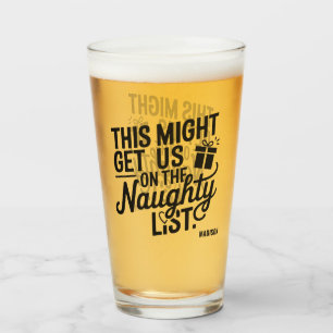 Custom Name Christmas Naughty List Glass
