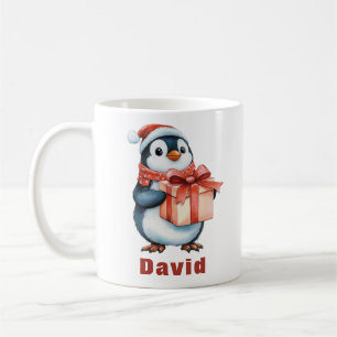 Custom Name Christmas Penguin Gift Coffee Mug