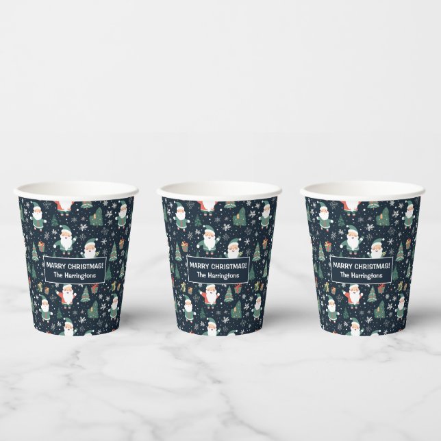 Custom Name Christmas Santa Paper Cups (Multi)