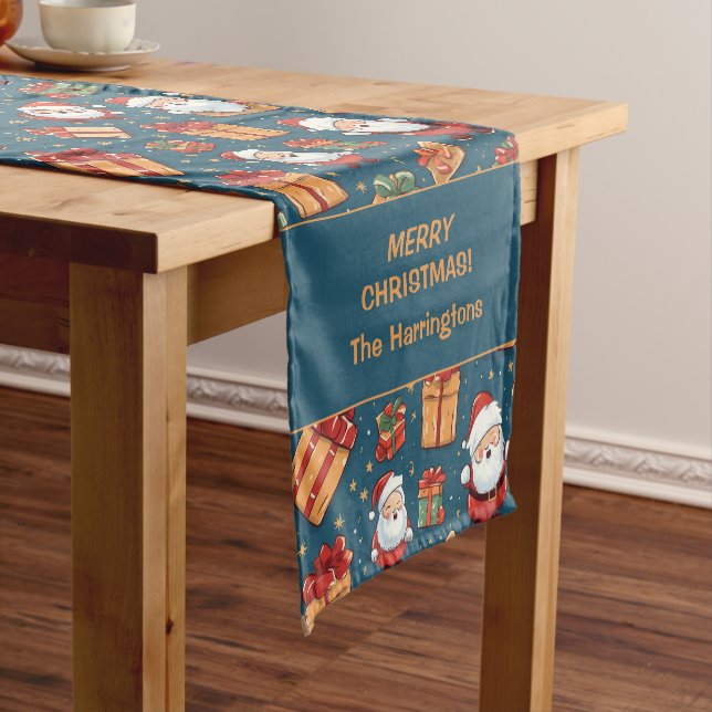 Custom Name Christmas Santa Short Table Runner (In Situ)