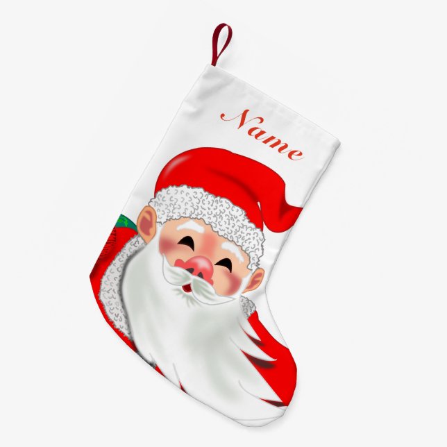 Custom Name Christmas Stocking Santa with Gifts (Front (Hanging))