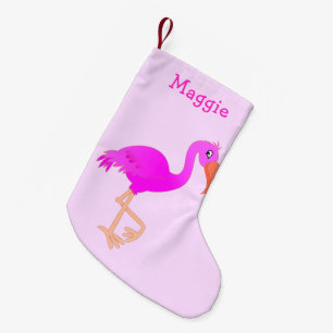 Custom Name Christmas Stocking with Pink Flamingo