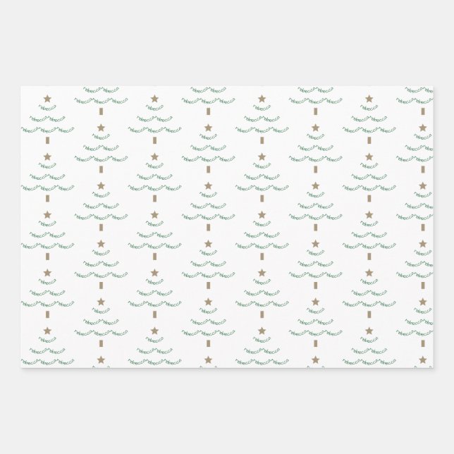 Custom Name Christmas Tree Wrapping Paper (Front)
