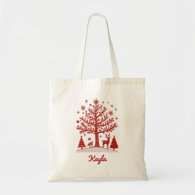 Custom Name Christmas Vintage Tote  Bag (Front)