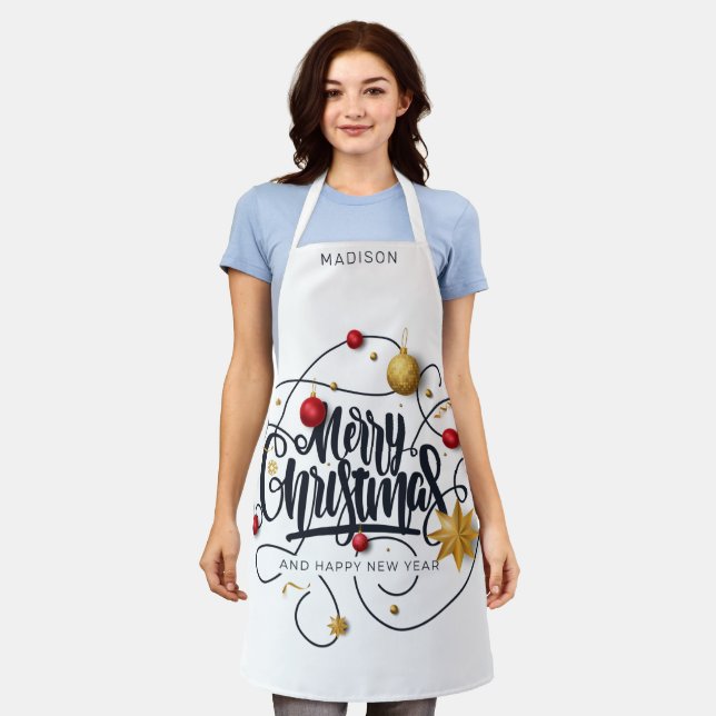 Custom Name Christmas Wishes Apron (Worn)