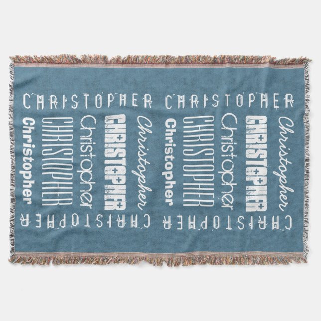 Custom Name CHRISTOPHER or ANY NAME Blue A11 Throw Blanket (Front)