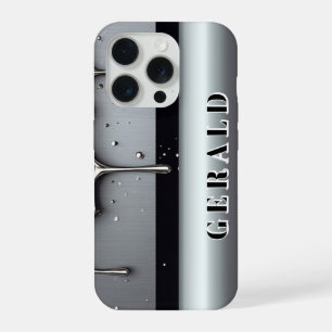 ✨ Custom Name Chrome Flow Liquid Silver Metal Drip iPhone 15 Pro Case