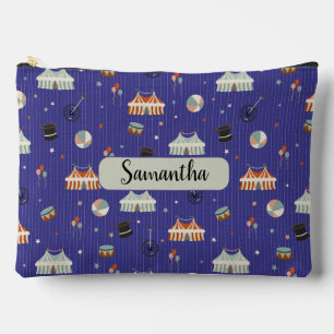 Custom name Circus fun pattern Accessory Pouch