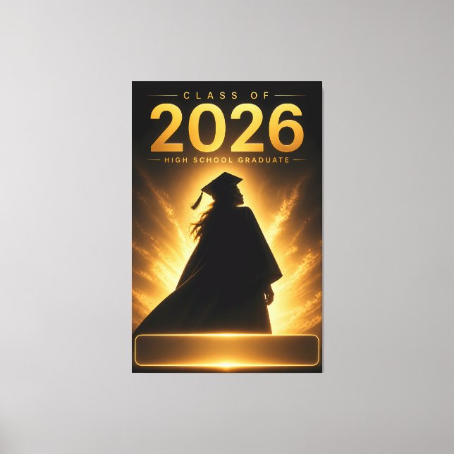 Custom Name Class of 2026 Graduation Gift Canvas Print (Front)