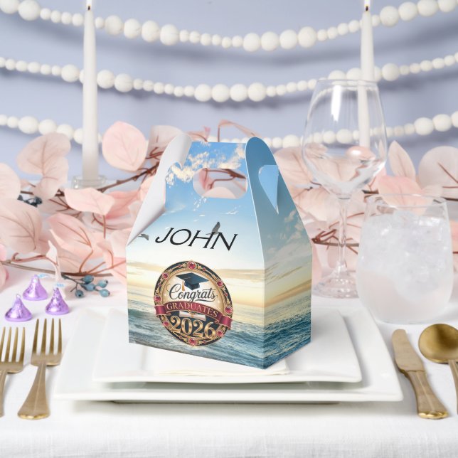 Custom Name Class of 2026 Ocean Sunset Graduation  Favour Box (Wedding)