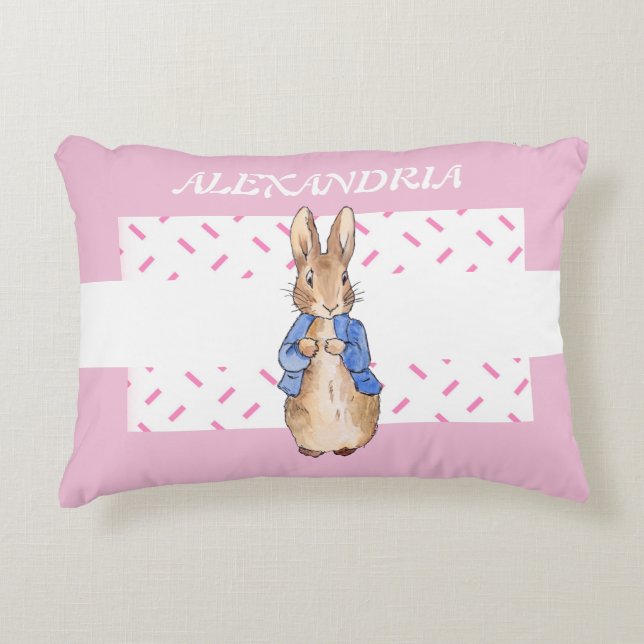 Custom Name Classic bunny in blue Decorative Cushion (Front)