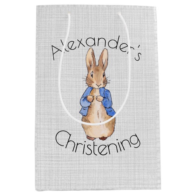 Custom Name Classic bunny rabbit Medium Gift Bag (Front)