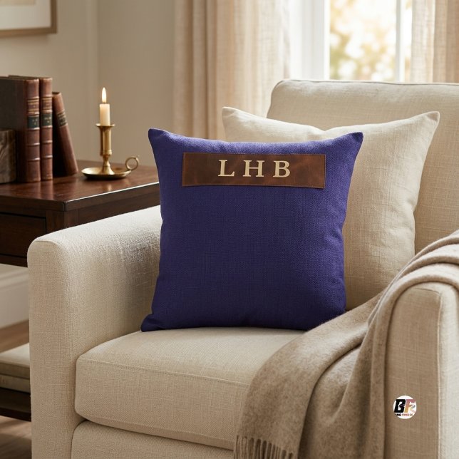 Custom Name Classic Initials Blue Cushion (Creator Uploaded)
