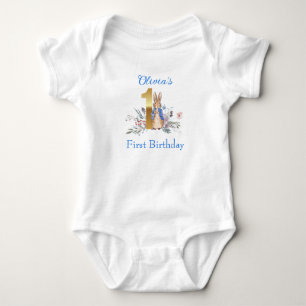 Custom Name Classic rabbit First Birthday Baby Bodysuit