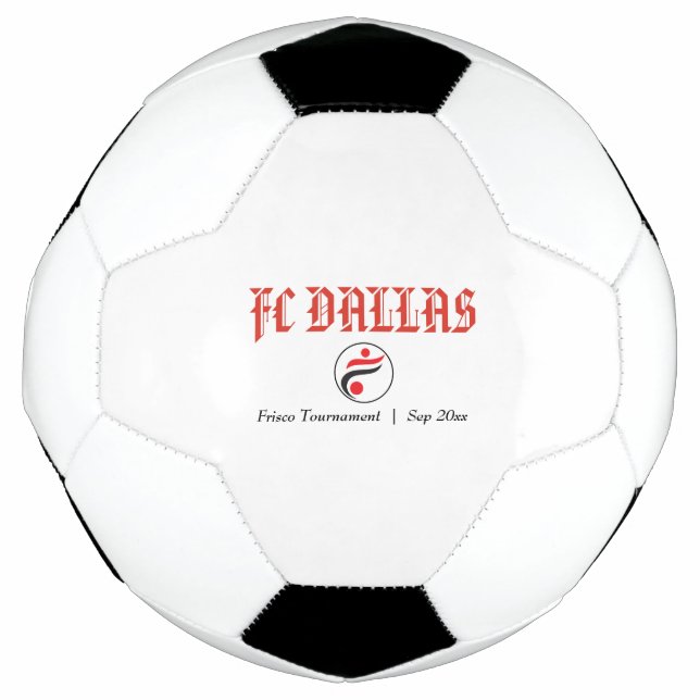 Custom Name Classic Red Black Soccer Ball (Front)