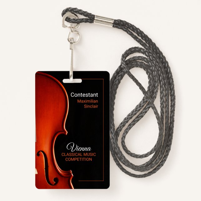 Custom Name Classical Music Competition EventBadge ID Badge (Front with Lanyard)