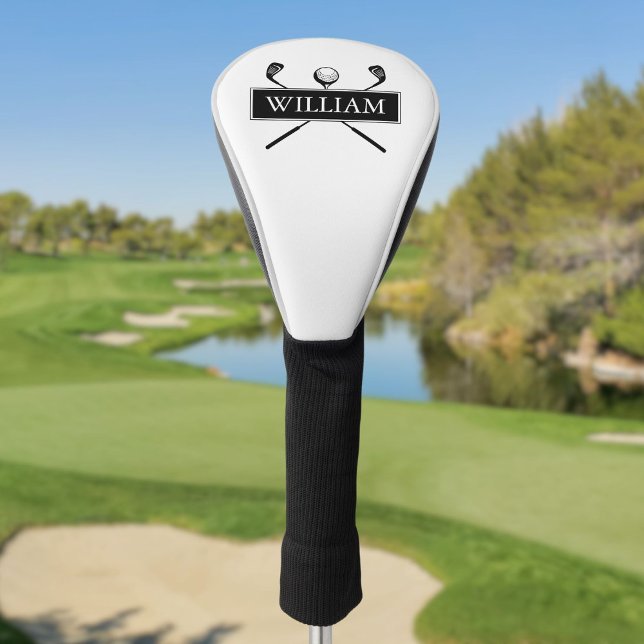Custom Name Clubs And Ball Black And White Golf Head Cover (Custom Name Clubs And Ball Black And White Golf Head Cover)