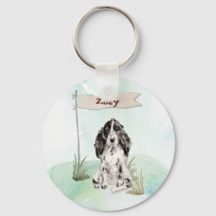 Custom Name Cocker Spaniel Pet Dog Key Ring