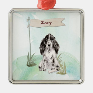Custom Name Cocker Spaniel Pet Dog Metal Tree Decoration