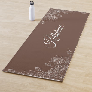 Custom Name Coco Powder Lotus Floral Yoga Mat