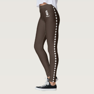 Custom Name Coffee Bean White Pattern Monogram Leggings