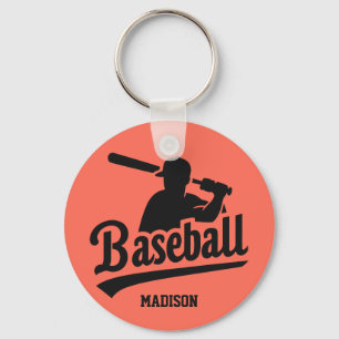 Custom Name & Color Baseball Player Key Ring