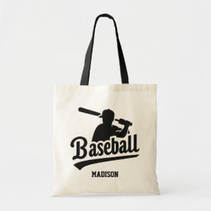 Custom Name & Color Baseball Player Tote Bag